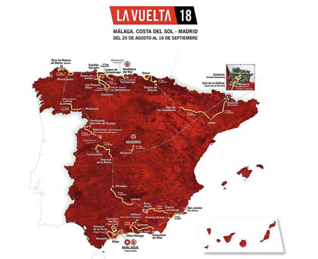 Vuelta 2018: Devět horských dojezdů a dvě časovky